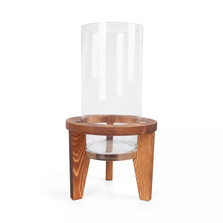 Wazon dekoracyjny GRACE ze szkła i drewna