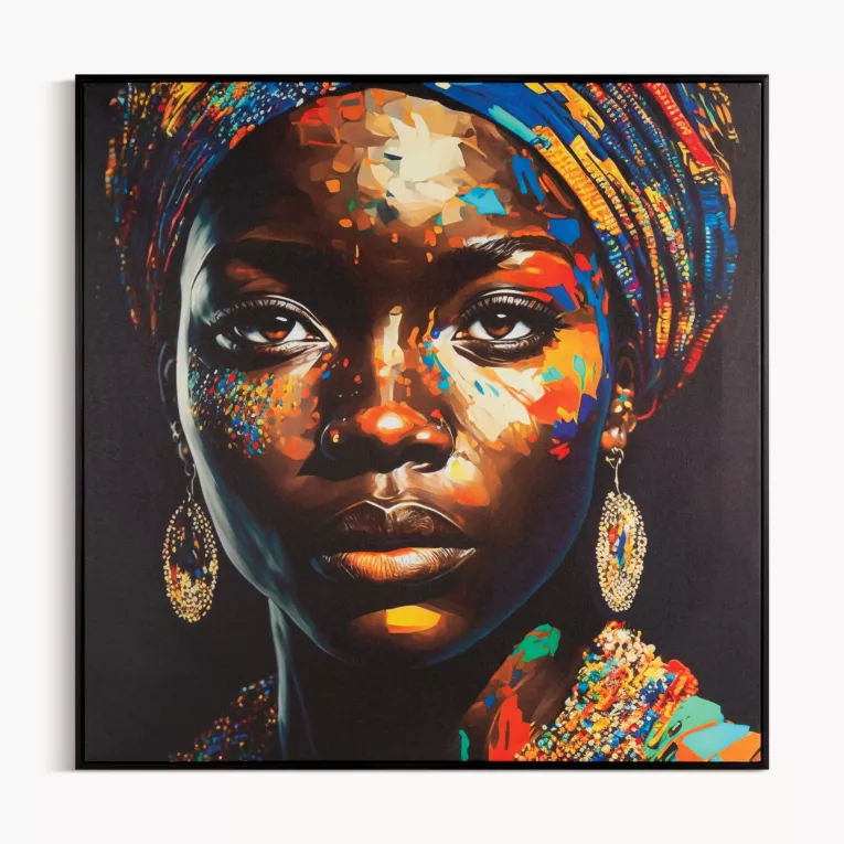 Obraz drukowany na płótnie portret tajemniczej kobiety z kolorowym turbanem