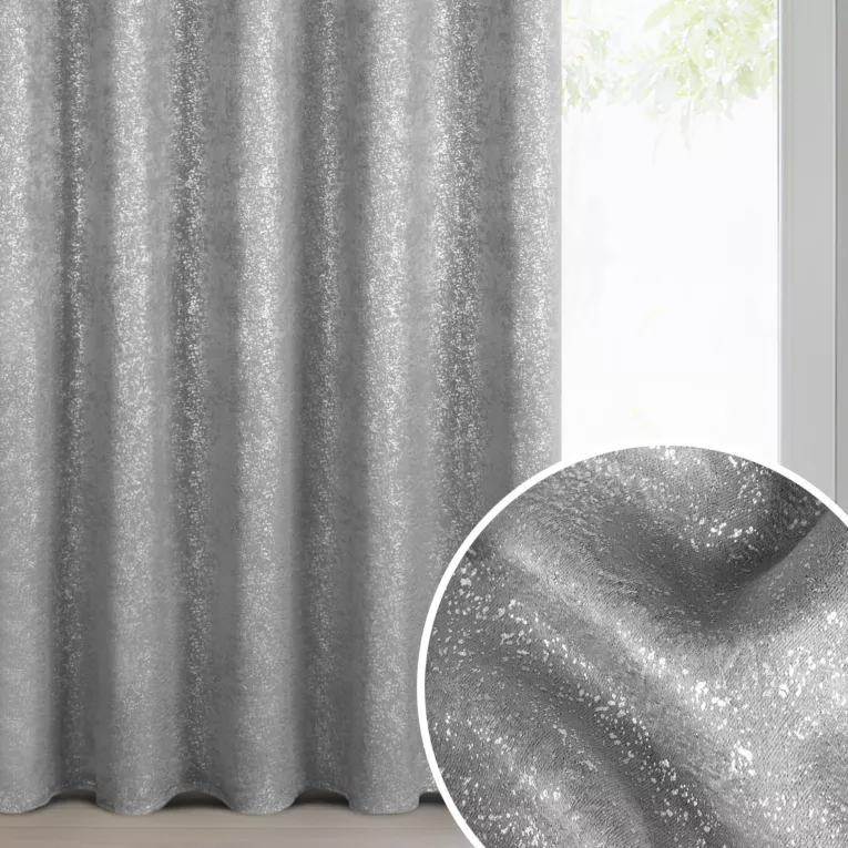 Zasłona stalowa z srebrną przecierką, zaciemniająca 135x270cm taśma - EBRU