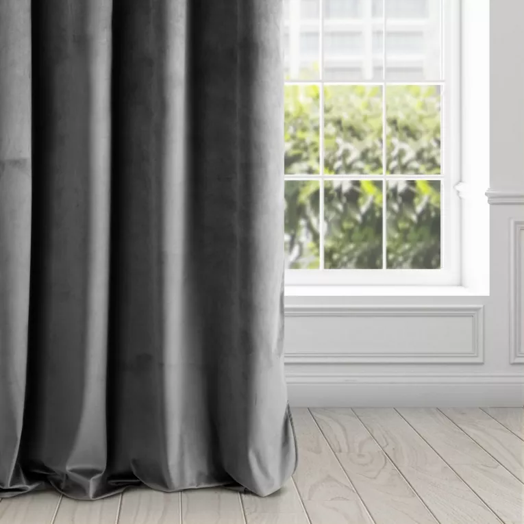 Zasłona welwetowa stalowa gładka 140x250 cm przelotka - PIERRE