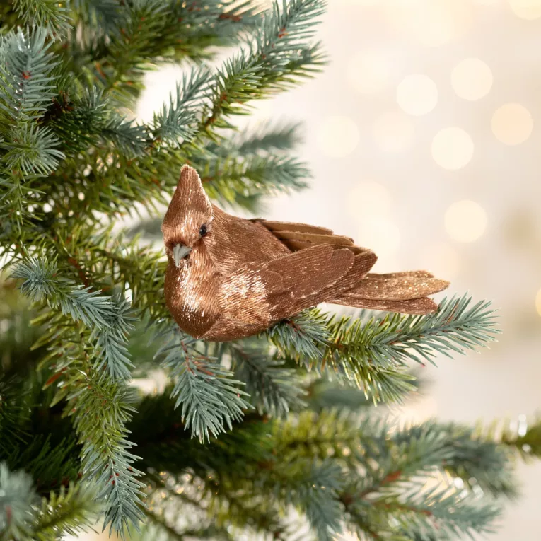 Ozdoba choinkowa PTAK z lśniącego miękkiego materiału, na klipsie