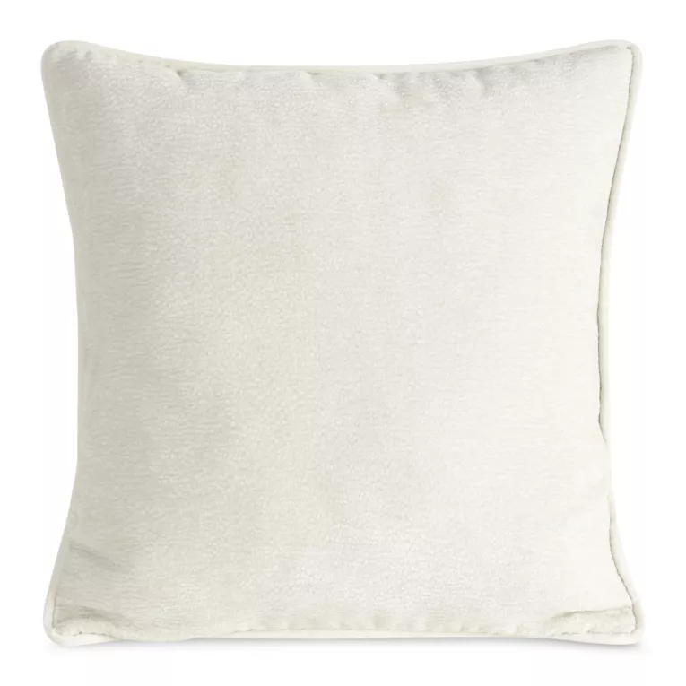 Poszewka na poduszkę 45x45 cm beżowa z szenilowej tkaniny z wypustką na brzegach KLARA 04