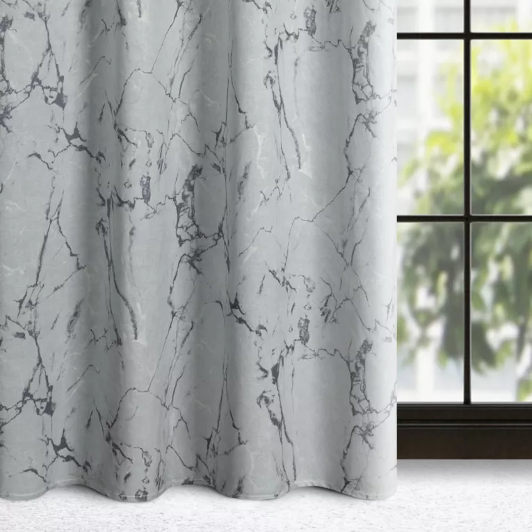 Zasłona jasnoszaro, grafitowa z marmurkowym wzorem, welwetowa 140x250 cm przelotka - WERA