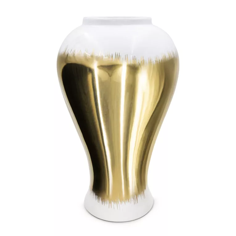 Wazon ceramiczny TALA z motywem cieniowania biało-złoty