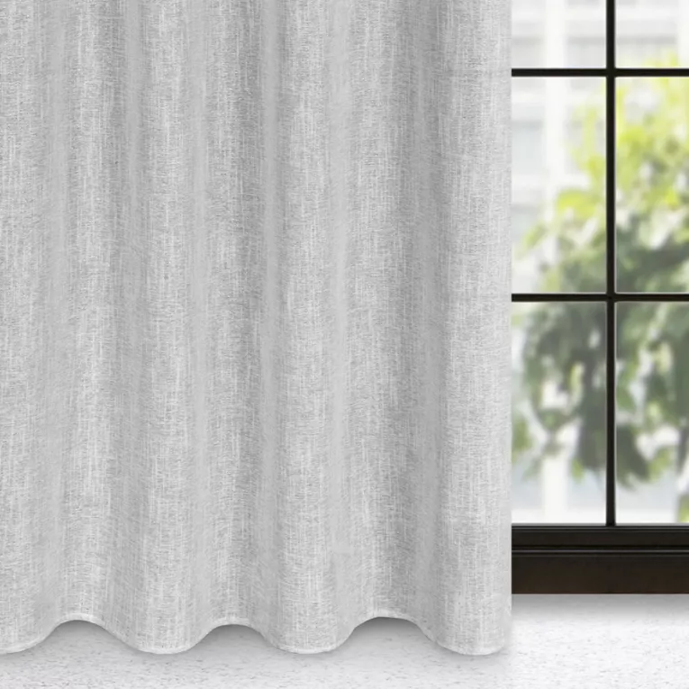 Zasłona popielato, srebrna z widocznym splotem 140x250 cm przelotka - AGNES