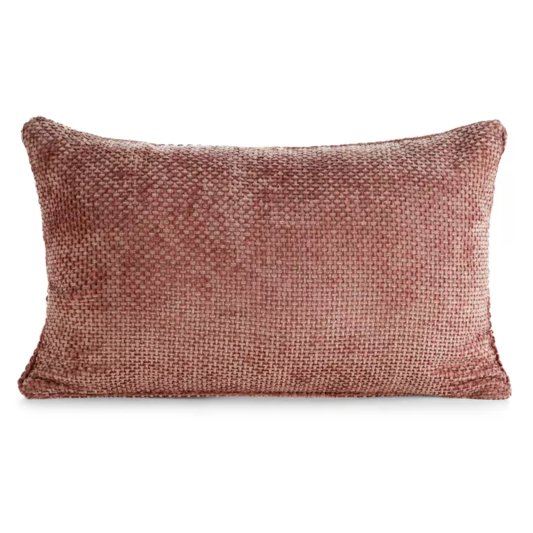 Poszewka na poduszkę 30x50 cm szenilowa z ozdobnym splotem pudrowa SZENIL 6