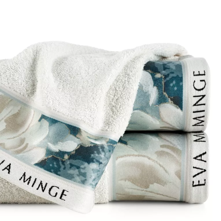 Ręcznik kąpielowy 70x140 cm bawełniany kolor kremowy z designerską bordiurą 485g/m2 EVA 4 Eva Minge