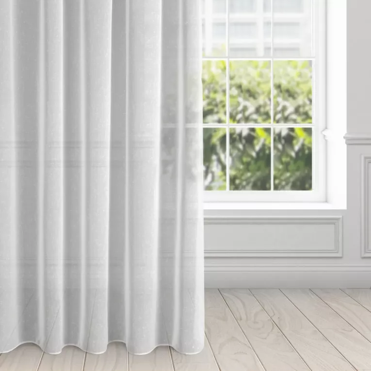 Firana biała z efektem deszczyku półprzezroczysta, matowa 140x270 cm taśma ANGELA