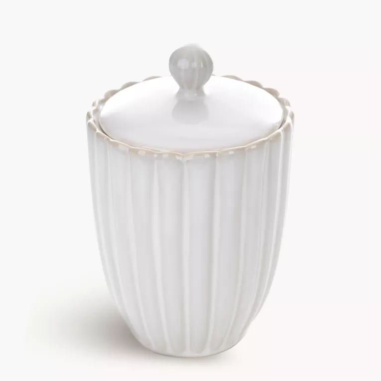 Pojemnik ceramiczny dekoracyjny kremowo-beżowy z przecieranym wzorem w stylu eko średnica 15x8 cm AVRIL