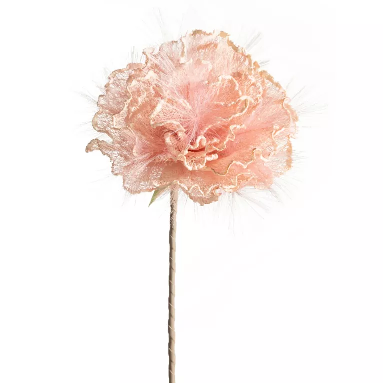 Kwiat sztuczny jasnoróżowy z siateczki 80 cm