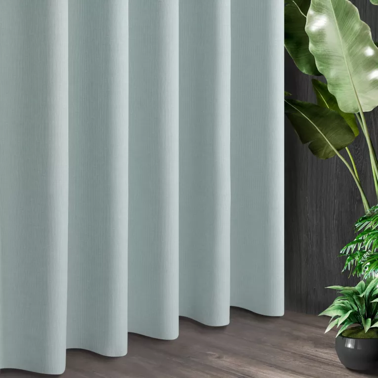 Tkanina zasłonowa w stylu eko, miękka w dotyku z ozdobnym splotem