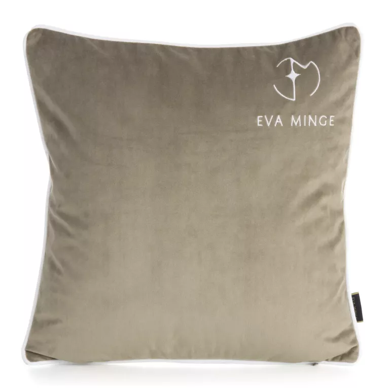 EVA MINGE Poszewka welwetowa z kontrastującą lamówką i haftowanym logo Eva Minge