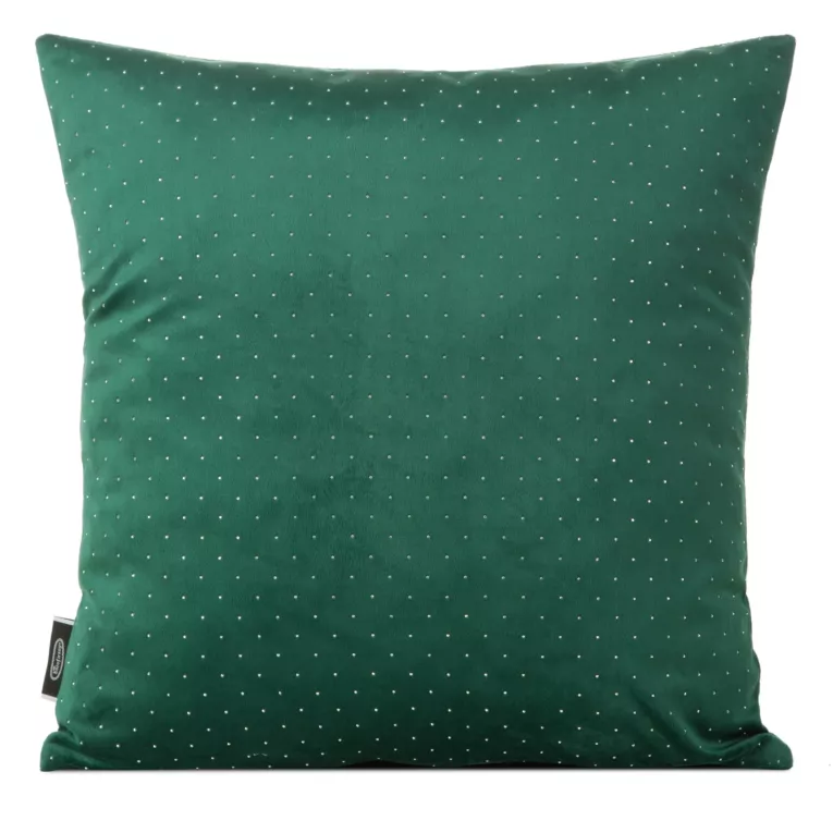 Poszewka na poduszkę 45x45 cm welwetowa kolor ciemnozielony zdobiona diamencikami ARIADNA