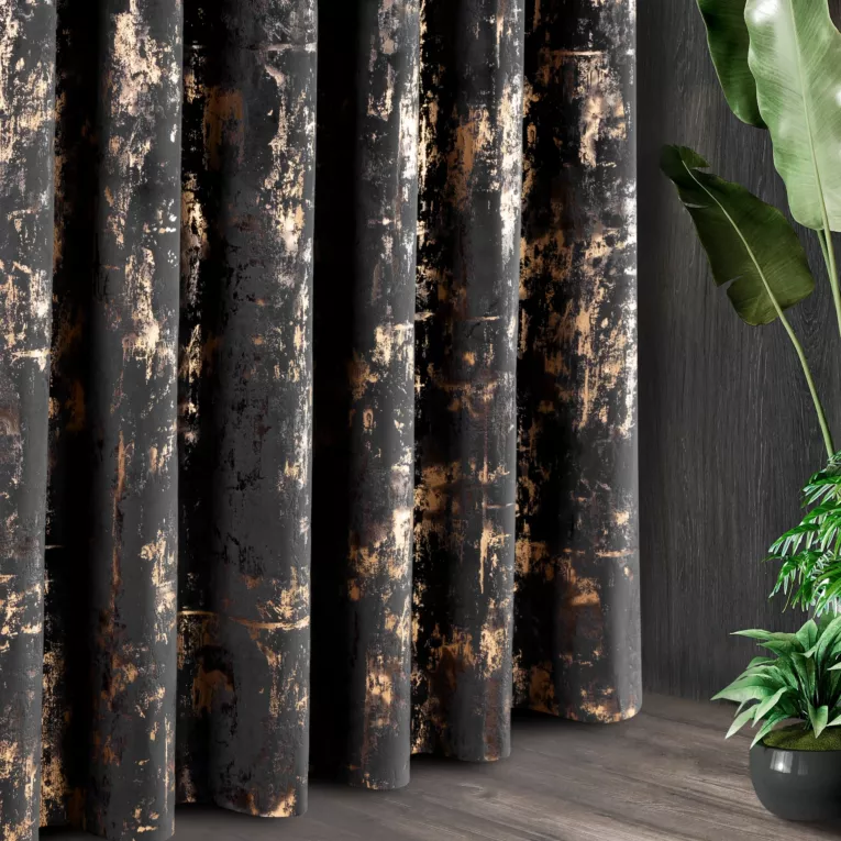 Tkanina zasłonowa welwet z nowoczesnym przecieranym nadrukiem