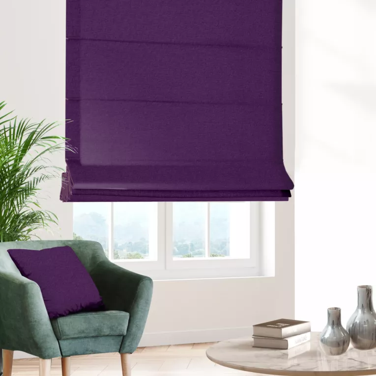 Roleta rzymska DORA - HIT fioletowa z miękkiej tkaniny o welurowej strukturze