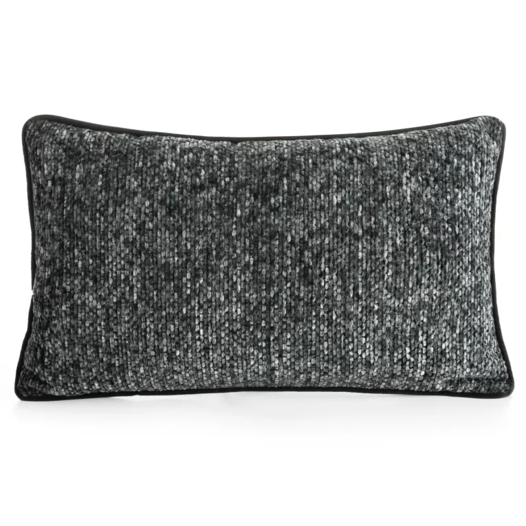 Poszewka na poduszkę 30x50 cm stalowa z plecionej szenilowej nici z efektem melanżu BARI