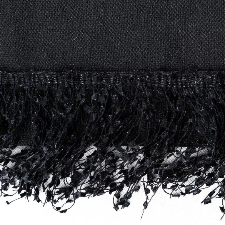 Bieżnik na stół czarny 40x140 cm JASPER zdobiony puszystymi frędzlami EUROFIRANY PREMIUM