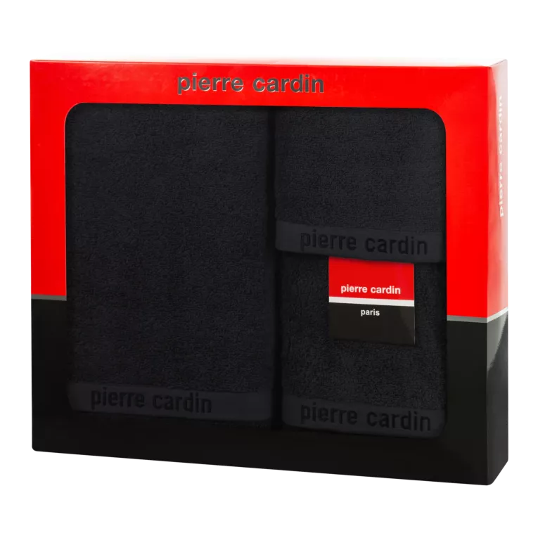 Zestaw ręczników bawełnianych na prezent 3 szt kolor czarny 430 g/m2 EVI Pierre Cardin