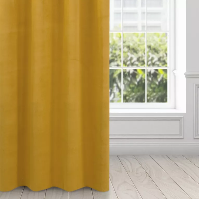 Zasłona musztardowa z matowego welwetu 140x250 cm przelotka - MILO