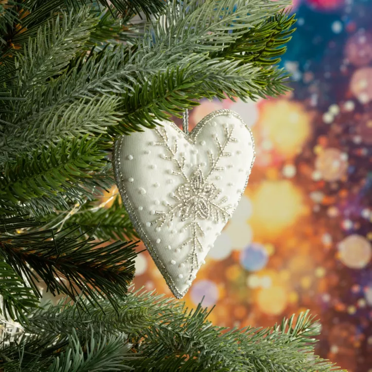 Ozdoba na choinkę SERCE zdobiona koralikami
