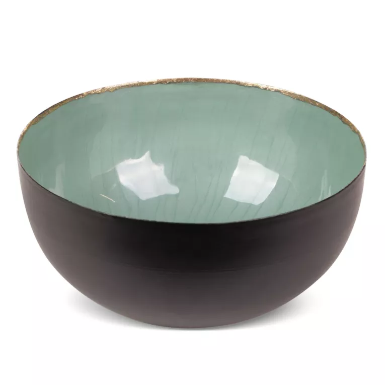 Metalowa misa DORA z zielonym wnętrzem