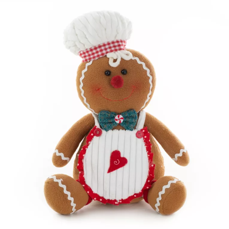 Figurka świąteczna PIERNIKOWY LUDEK w świątecznym stroju z miękkich tkanin