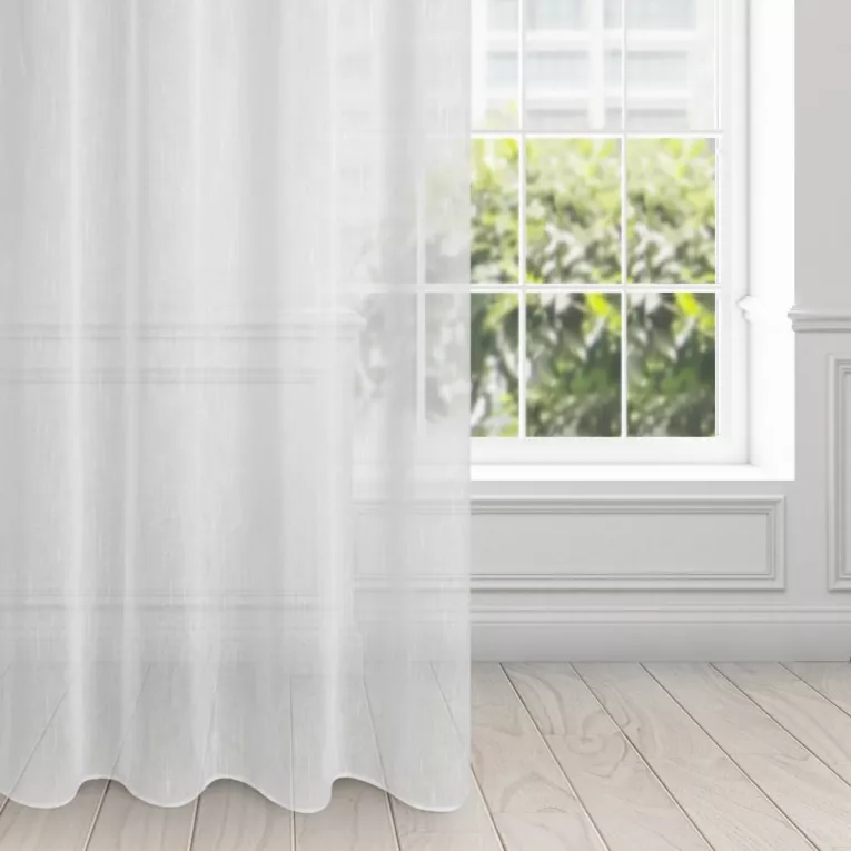 Firana biała z matowej etaminy z efektem deszczyku 140x250 cm przelotka CARLA