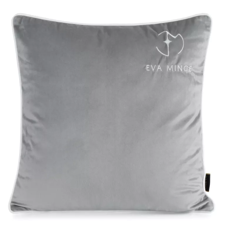 EVA MINGE Poszewka welwetowa z kontrastującą lamówką i haftowanym logo Eva Minge