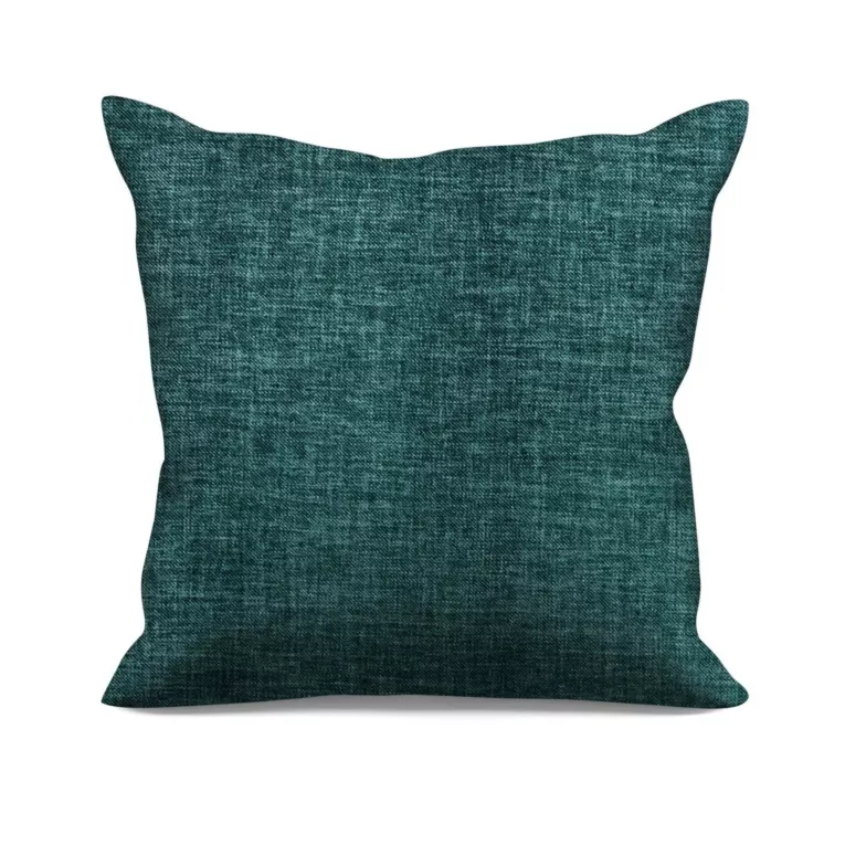 Poszewka szyta turkusowa z tkaniny zaciemniającej typu dimout o naturalnym splocie, z efektem melanżu