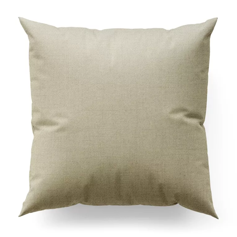 Poszewka szyta ciemnobeżowa z tkaniny z jodełkowym wzorem geometrycznym