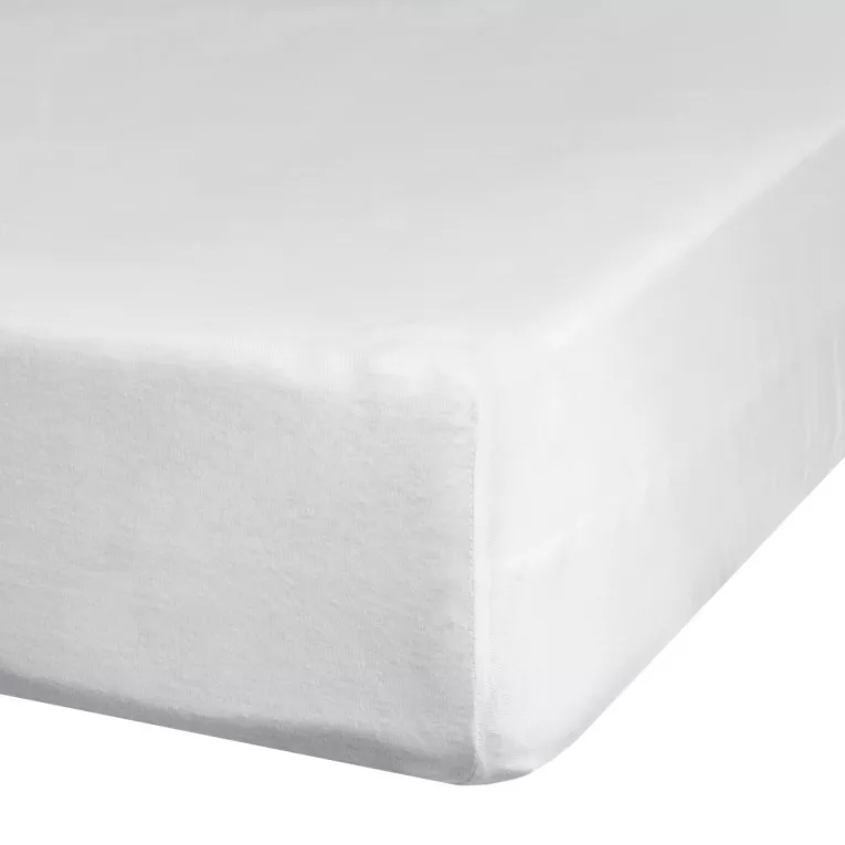 Prześcieradło jersey z gumką 220x200 cm z bawełny kolor biały 140 g/m2
