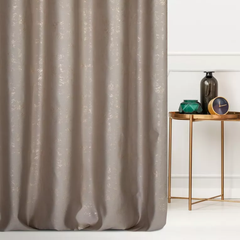 Zasłona szyta na taśmie 5 cm beżowo złota z eleganckiej tkaniny w nieregularny wzór