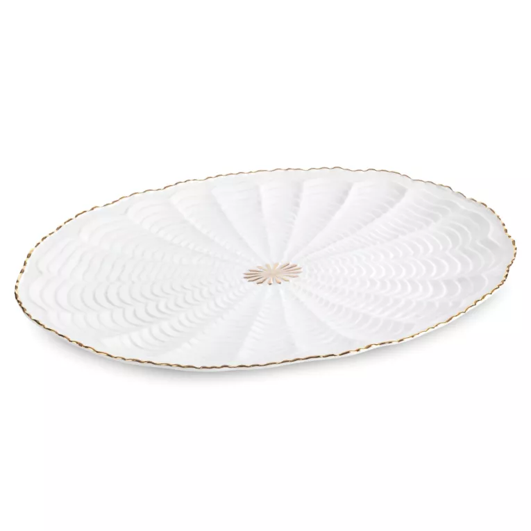 Patera dekoracyjna GAIA z wypukłym wzorem i złotymi akcentami