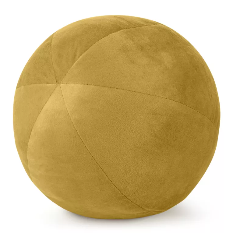 Poduszka dekoracyjna w formie kuli średnica 24 cm welwetowa musztardowa GAJA