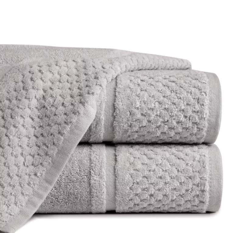 Ręcznik do rąk 30x50 cm bawełniany kolor stalowy z efektowną bordiurą 550 g/m2 IBIZA