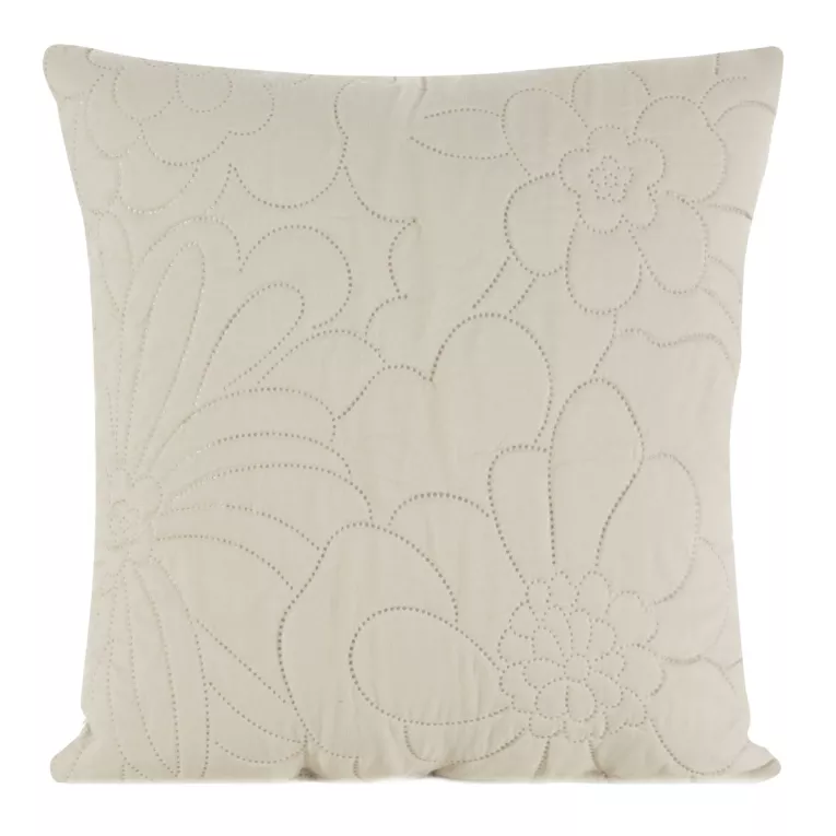 Poszewka na poduszkę 40x40 cm kremowa z kwiatowym wzorem wykonanym techniką hot press ALARA DESIGN 91