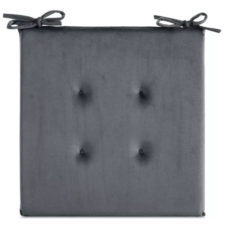 Poduszka na krzesło 40 x 40 x 3 cm  welwetowa stalowa z ozdobnym pikowaniem i praktycznymi troczkami GAJA