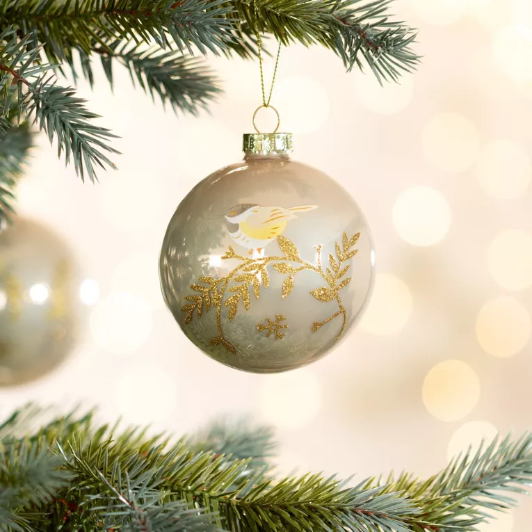 Szklana bombka choinkowa ręcznie zdobiona