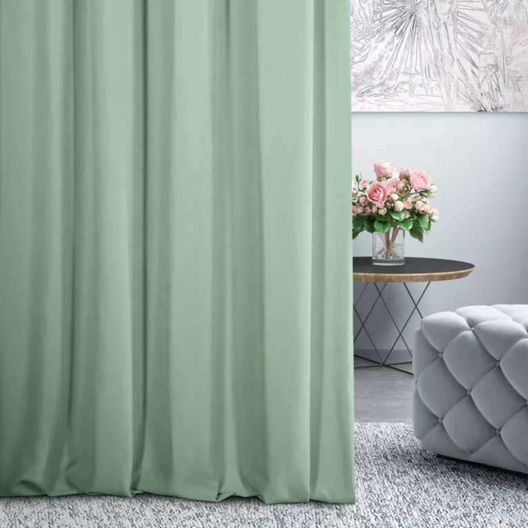 Zasłona szyta na taśmie 5 cm DORA - HIT jasnoturkusowa z miękkiej tkaniny o welurowej strukturze