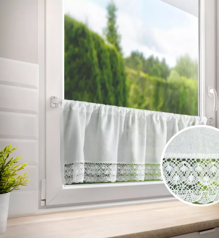 Zazdrostka ROSE z matowej tkaniny z koronką 30x150 cm