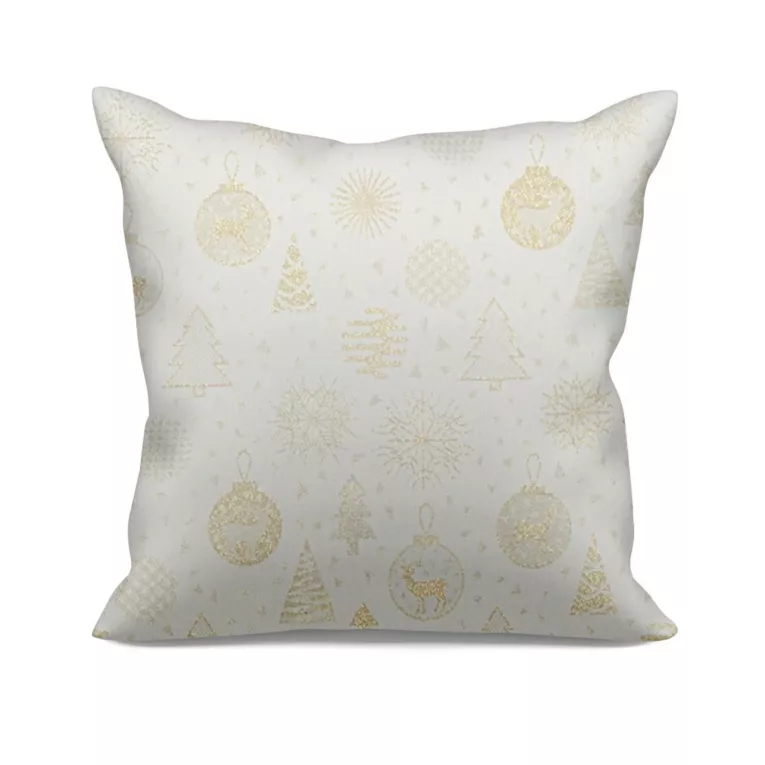 Poszewka na wymiar kremowo złocista z dwustronnej tkaniny z dodatkiem złotej nici