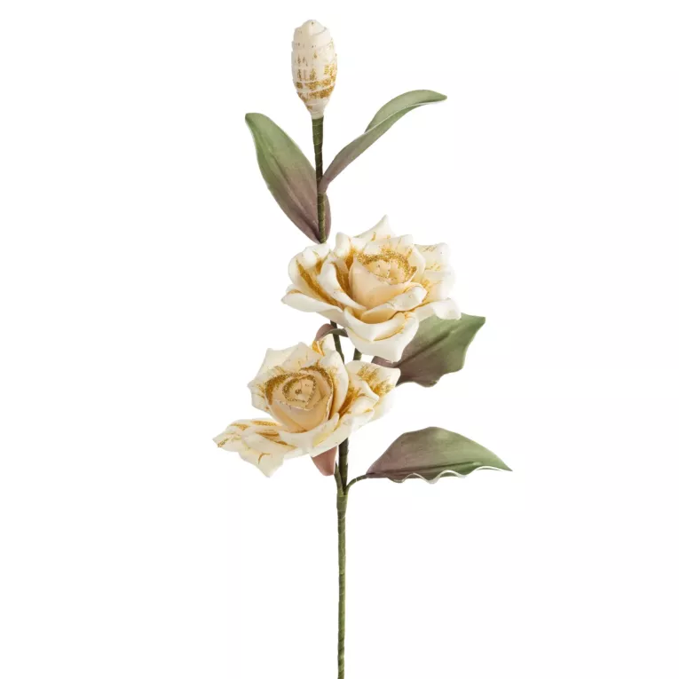 Kwiat sztuczny kremowy z plastycznej pianki foamiran 80 cm