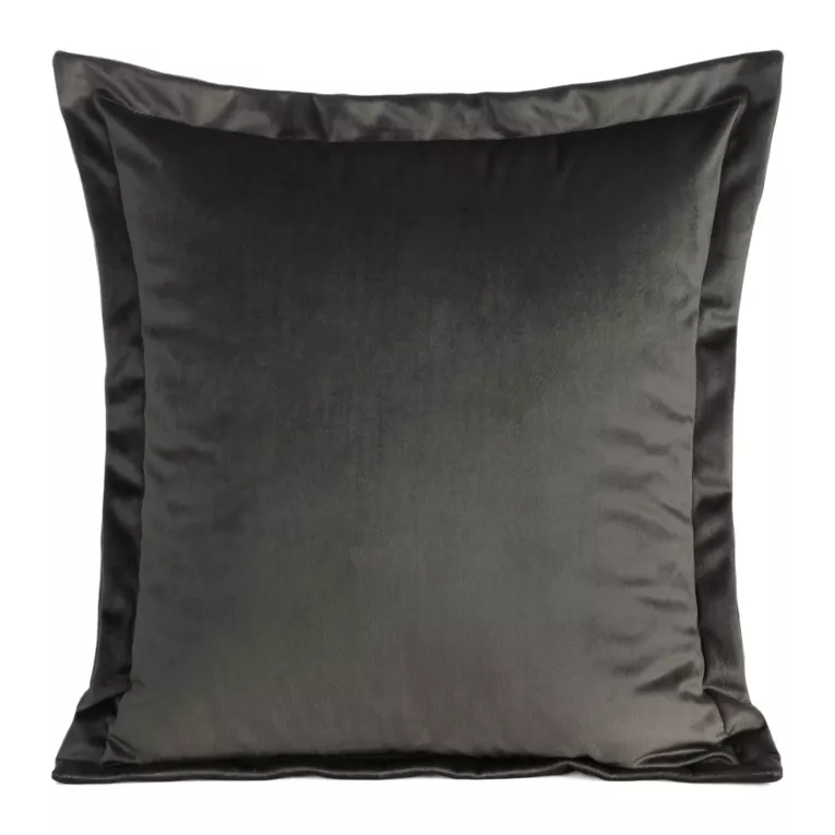 Poszewka na poduszkę 45x45 cm welwetowa grafitowa z ozdobnymi brzegami RIA Diva Line