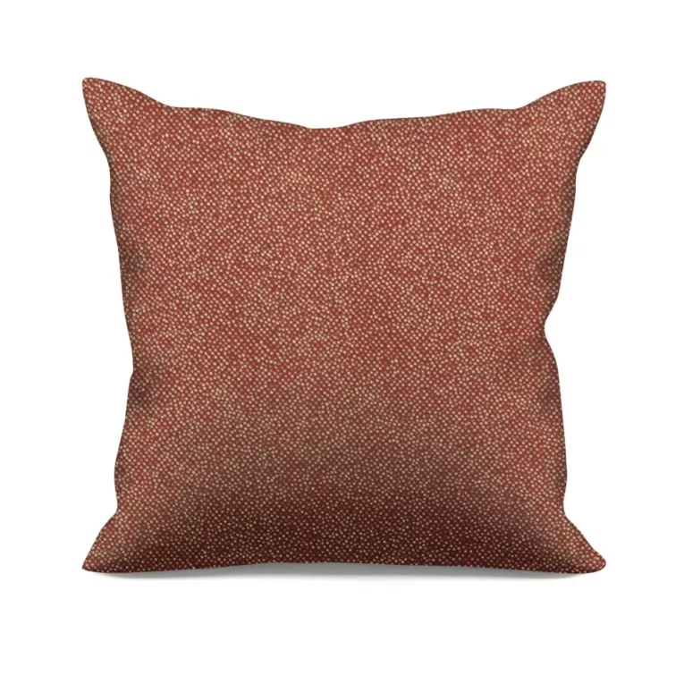 Poszewka szyta czerwono kremowa z tkaniny w drobny wzór, przetykany błyszczącą nicią