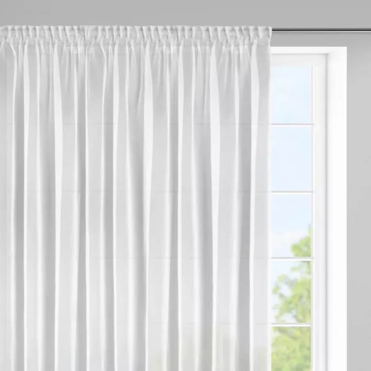 Firana biała z lekkiej i błyszczącej tkaniny 350x150 cm taśma ESEL ELLA LINE