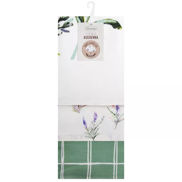 Komplet ściereczek kuchennych  3szt 50x75 cm bawełniany kolor naturalny,zielony 200 g/m2 LAVENDER