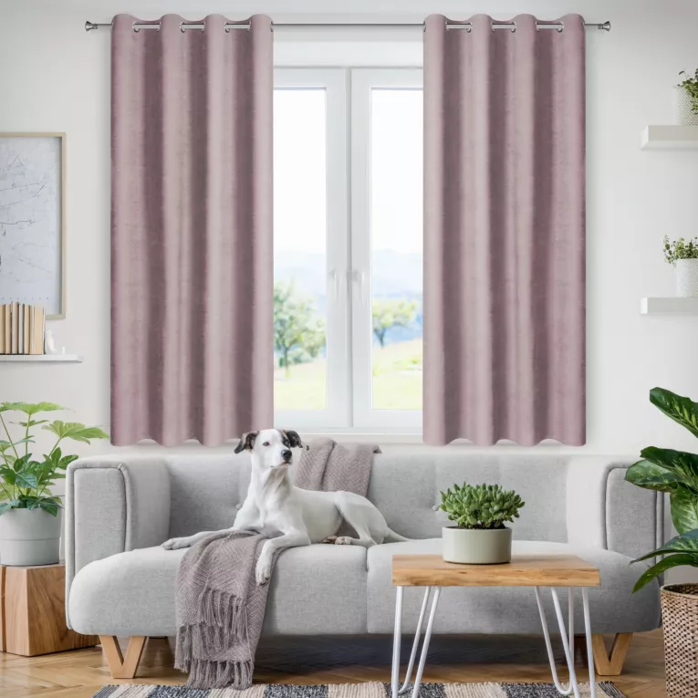 Zasłona wrzosowa z tkaniny welurowej 120x180 cm przelotka - Dora