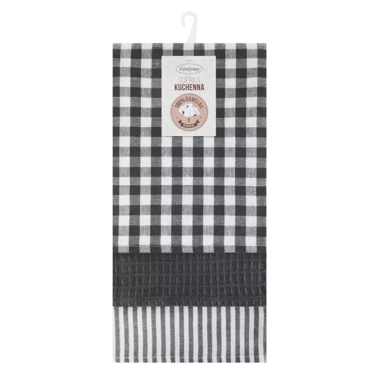 Komplet ściereczek kuchennych  3szt 50x75 cm bawełniany kolor biały,stalowy 200 g/m2  LUCY