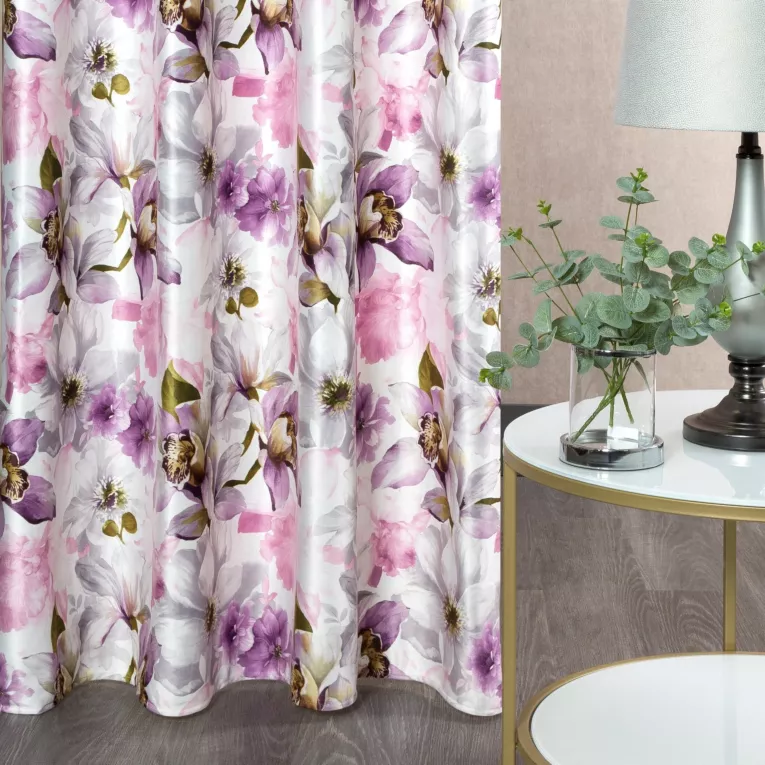 Zasłona z miękkiego welwetu z nadrukiem z motywem storczyków