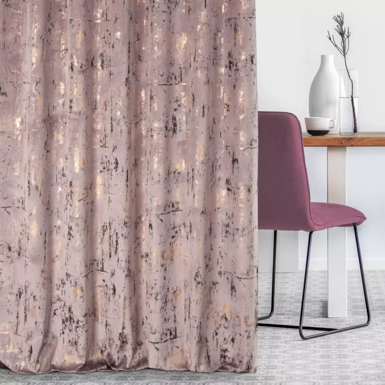 Tkanina zasłonowa welwet z nowoczesnym przecieranym nadrukiem